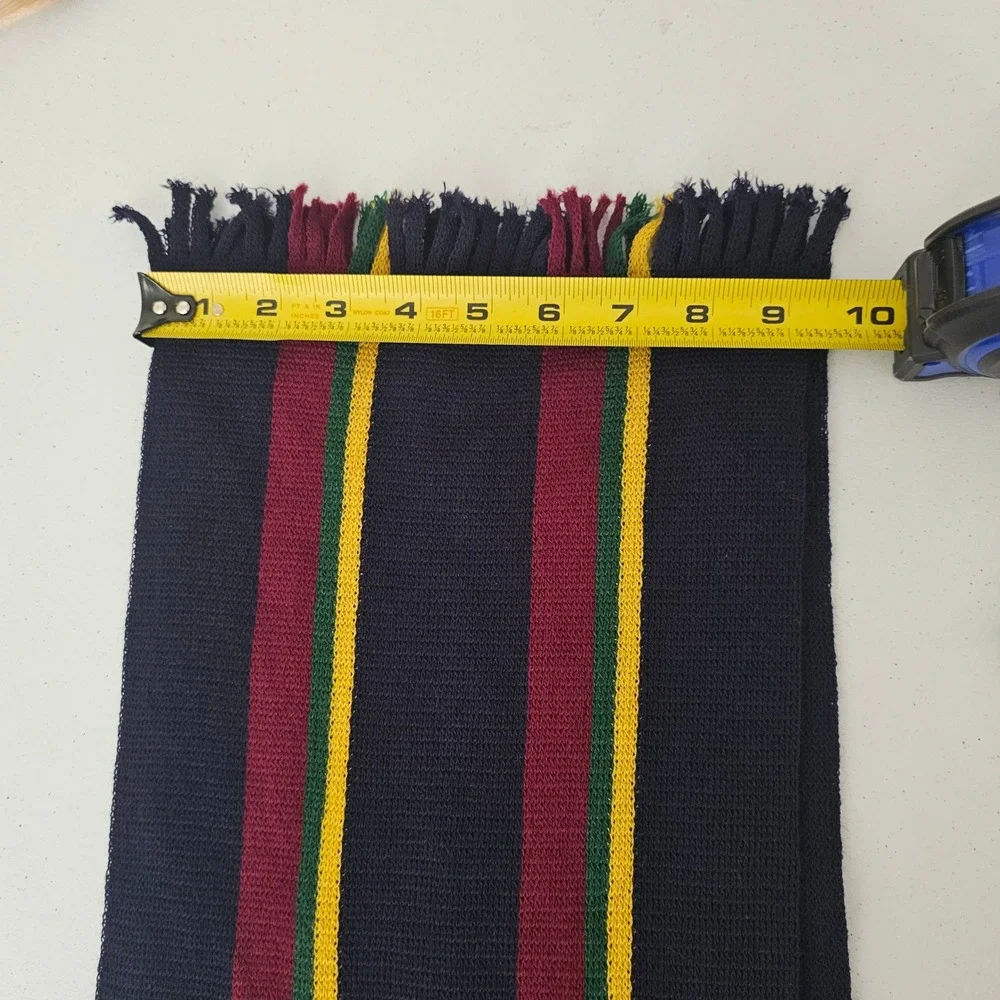 Vintage 80s Banana Republic Wool Regimental Stripe Scarf Made in England Navy